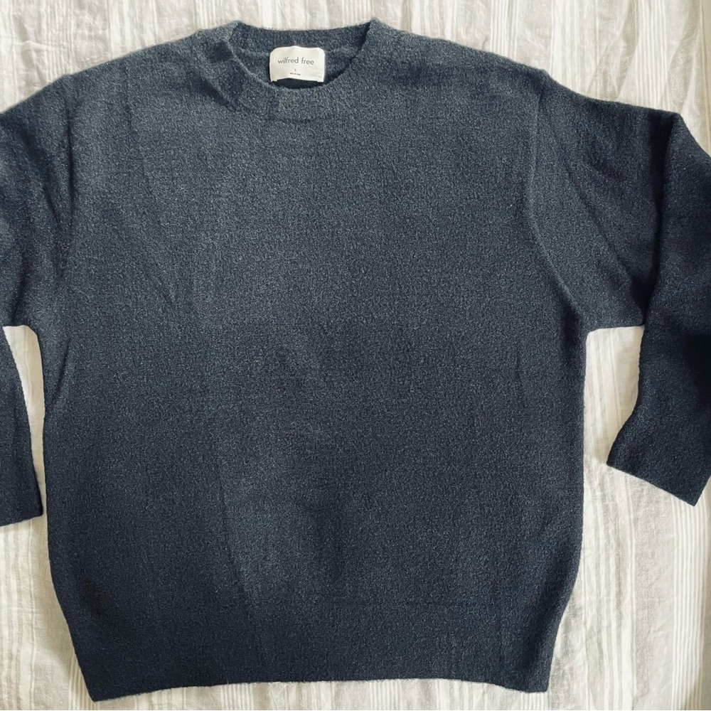 Wilfred Free by Aritzia Black Hush Knit Gingko Crew Sweater - Picture 4 of 7